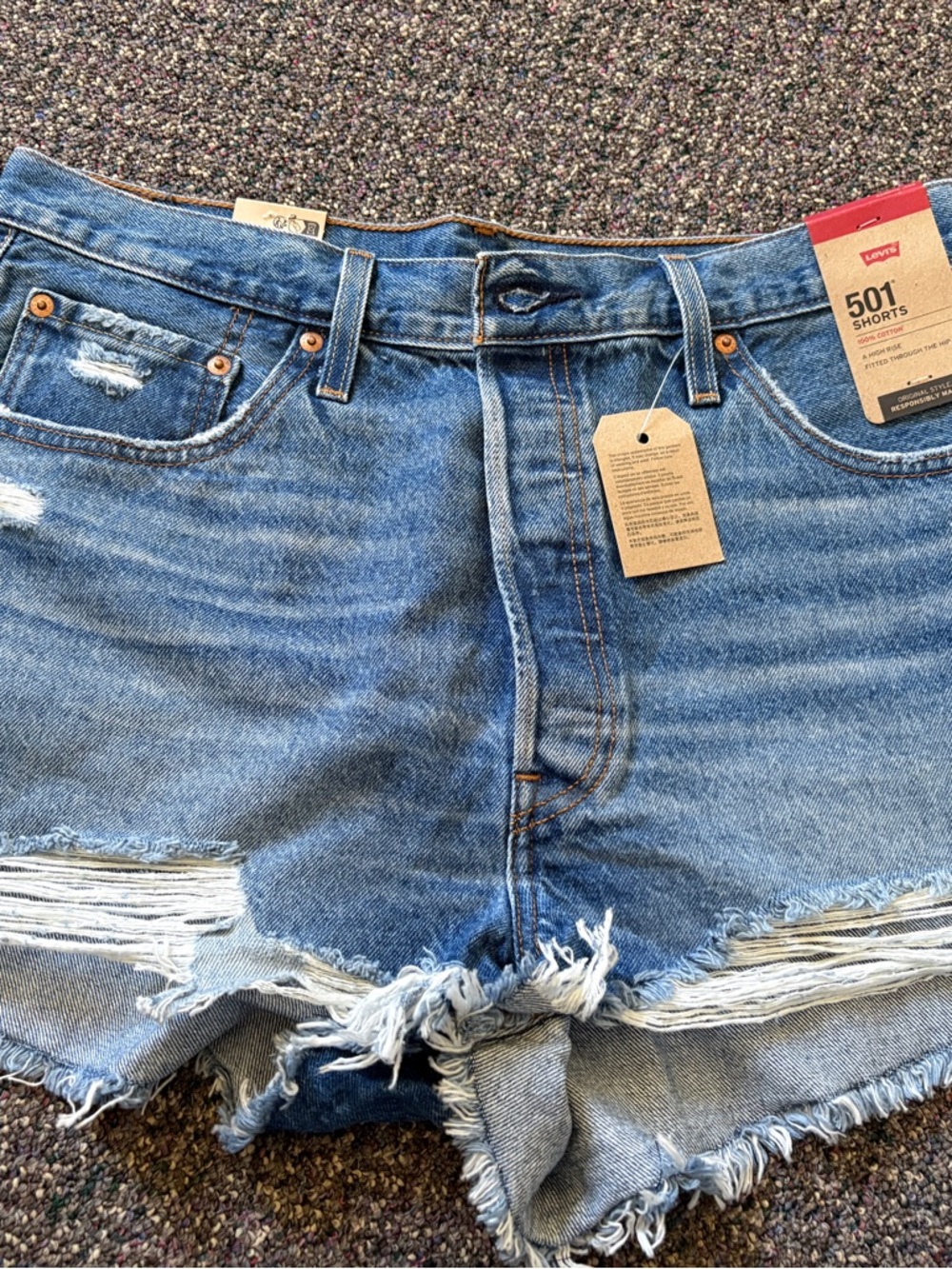 Levi's Light Blue Distressed 501 Women's Denim Cutoff Shorts - NWT